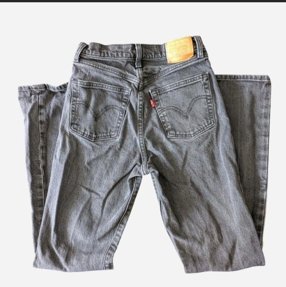 Levi's Denim - Levi's Premium Ribcage Bootcut Black Wash Jeans 25" W Western Minimal Neutral